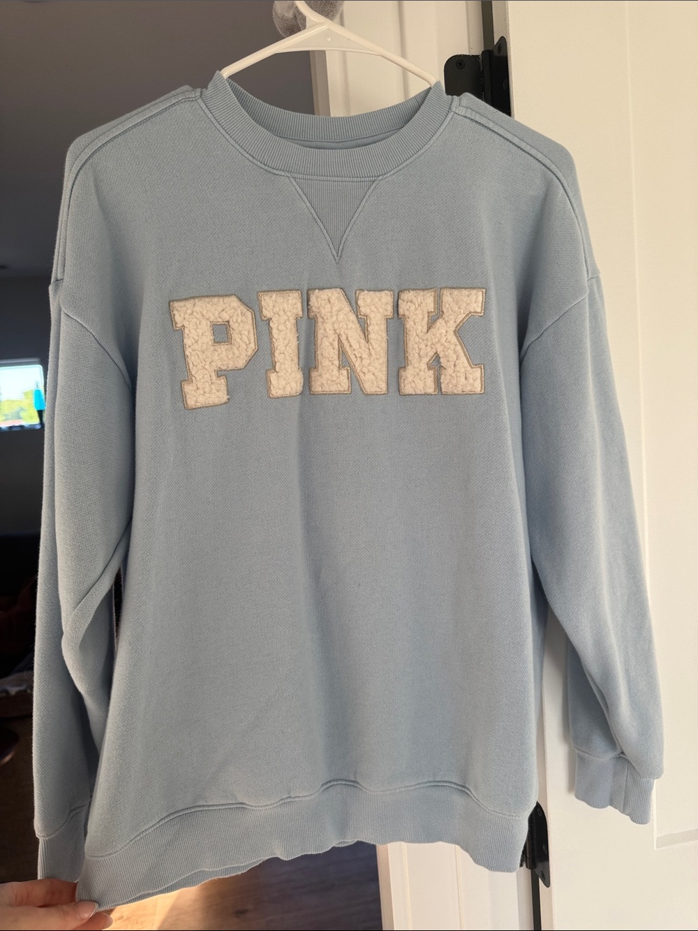 PINK Light Blue Crewneck Sweatshirt - Picture 3 of 3